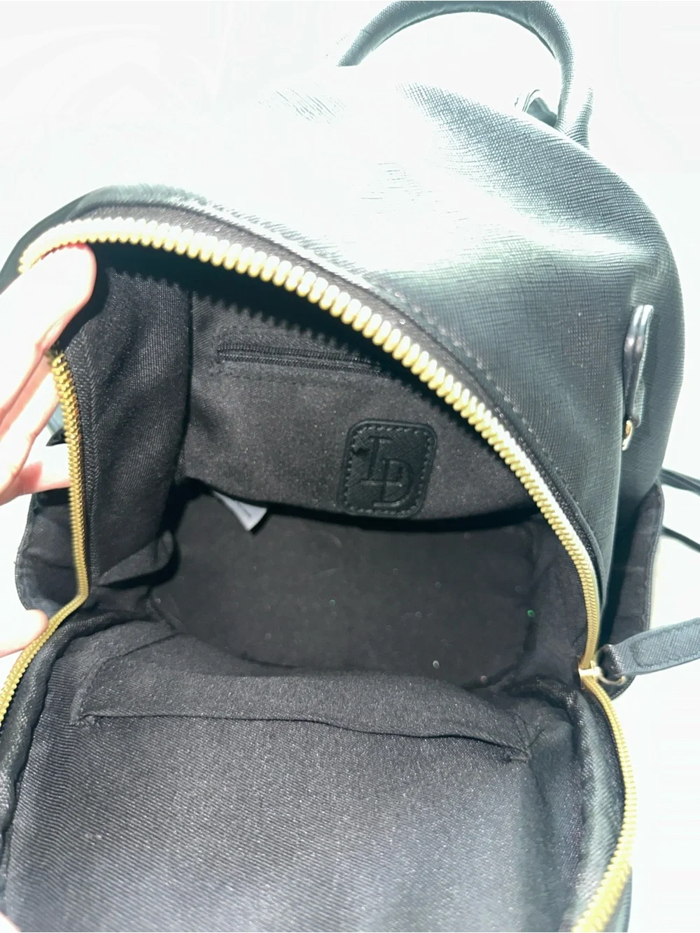 Mini Black Backpack with Pink Heart Print